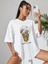 Beyaz Oversize T-Shirt Ampul Baskılı 3