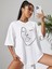 Face Baskılı Kadın Oversize Salaş T-Shirt Boyfriend 3