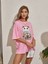 Panda Baskılı Pembe Oversize T-Shirt Salaş Boyfirend 2