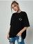 Gülümse Baskılı Siyah Oversize T-Shirt Salaş Boyfirend 1