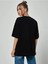 Gülümse Baskılı Siyah Oversize T-Shirt Salaş Boyfirend 3
