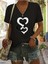 Kadın Baskılı Kadın Oversize V Yaka T-Shirt Salaş 1