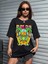 Siyah Oversize T-Shirt Paradise Baskılı 1