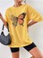 Sarı Kelebek Baskılı Kadın Oversize T-Shirt Salaş Boyfirend 2