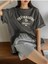 The Sunshine T-Shirt -Füme, Baskılı, Bisiklet Yaka, Baskılı, Kısa Kol, Boyfriend, 5