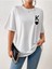 K Harfi Kalp Baskılı Beyaz Oversize T-Shirt Salaş Boyfirend 3