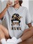 Mamaa Baskılı Kadın Oversize Gri Salaş T-Shirt Boyfriend 1