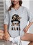 Mamaa Baskılı Kadın Oversize Gri Salaş T-Shirt Boyfriend 3