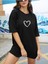 Minik Kalp Siyah Oversize T-Shirt Salaş Boyfirend 1