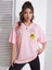 Smile Baskılı Kadın Oversize Salaş T-Shirt Boyfirend 1