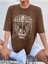 Tennessee Baskılı Kadın Oversize Kahverengi T-Shirt 1