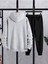 Baskılı Unisex Alt Üst Siyah Eşofman Takımı Oversize Kapüşonlu 2
