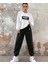 Nasa Baskılı Beyaz Sweatshirt Siyah/saks/kırmızı Alt Üst Eşofman Takımı Oversize Bisiklet Yaka 3