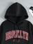 Brooklyn 89 Baskılı Siyah Kapüşonlu Alt Üst Takım Siyah Oversize Eşofman Takımı 1