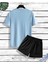 Erkek Minimal Palmiye Baskılı Sokak Stili Şort T-Shirt Takım Oversize Salaş 2