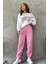 Brooklyn Pembe Jogger Beyaz Sweatshirt Alt Üst Eşofman Takımı Oversize Bisiklet Yaka 3
