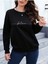 Believe Baskılı Bisiklet Yaka Siyah Kadın Oversize Sweatshirt 1