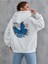 Kadın Beyaz Finished Bules Oversize Kapşonlu Sweatshirt 1