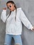 Kadın Beyaz Finished Bules Oversize Kapşonlu Sweatshirt 3