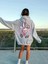 Unisex Gri Kapşonlu Baskılı Oversize Sweatshirt 1