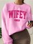 Wifey 2024 Evli Baskılı Bisiklet Yaka Kadın Oversize Sweatshirt 1