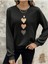 Unisex Kalp Baskılı Sweatshirt Bisiklet Yaka Oversize Sweatshirt 4
