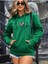 Leopar Kalp Ritmi Baskılı Ünisex Yeşil Kapüşonlu Oversize Sweatshirt 1