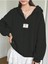 V-Yaka Kapüşonlu Basic Kol Baskılı Oversize Swetshirt 1