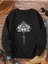 Siyah Mandala Baskılı Oversize Bisiklet Yaka Sweatshirt 2