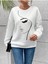 Kadın Tasarım Baskılı Oversize Bisiklet Yaka Sweatshirt 2