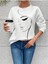 Kadın Tasarım Baskılı Oversize Bisiklet Yaka Sweatshirt 4