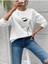 Kadın Tasarım Baskılı Oversize Bisiklet Yaka Sweatshirt 5