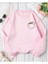 Çiçek Cep Baskılı Bisiklet Yaka Salaş Eşofman Üstü Oversize Sweatshirt 1