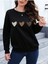 Minimal 3lü Kalp Baskılı Bisiklet Yaka Unisex Oversize Sweatshirt 1