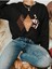 Unisex Bisiklet Yaka Baskılı Oversize Kesim Sweatshirt 1