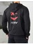 Happy Baskılı Erkek Kapüşonlu Kanguru Cep Ünisex Oversize Sweatshirt 2