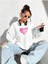 Sweet Love Baskılı Bisiklet Yaka Ünisex Beyaz Oversize Sweatshirt 1
