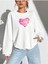 Sweet Love Baskılı Bisiklet Yaka Ünisex Beyaz Oversize Sweatshirt 2