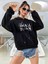 Small Town Baskılı Ünisex Siyah Kapüşonlu Oversize Sweatshirt 2