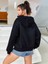 Small Town Baskılı Ünisex Siyah Kapüşonlu Oversize Sweatshirt 3