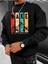 Wake Baskılı Siyah Bisiklet Yaka Ünisex Oversize Sweatshirt 1