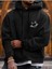 Gezegen Baskılı Siyah Kapüşonlu Kanguru Cep Ünisex Oversize Sweatshirt 1