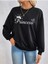 Princess Yazı Baskılı Bisiklet Yaka Ünisex Siyah Oversize Sweatshirt 2