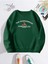 Akrep Baskılı Yeşil Bisiklet Yaka Kadın Sweatshirt 4