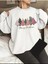 Yeni Yıl Temalı Bisiklet Yaka Beyaz Ünisex Oversize Sweatshirt 1