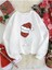 Yeni Yıl Temalı Bisiklet Yaka Beyaz Ünisex Oversize Sweatshirt 1