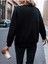 Tasarım Baskılı Bisiklet Yaka Siyah Kadın Oversize Sweatshirt 2