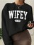 Wifey 2024 Evli Baskılı Bisiklet Yaka Kadın Oversize Sweatshirt 1