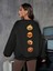 Korkunç Balkabak Sırt Baskılı Bisiklet Yaka Ünisex Siyah Oversize Sweatshirt 1