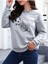 Tüy Baskılı Oversize Sıfır Yaka Sweatshirt 1